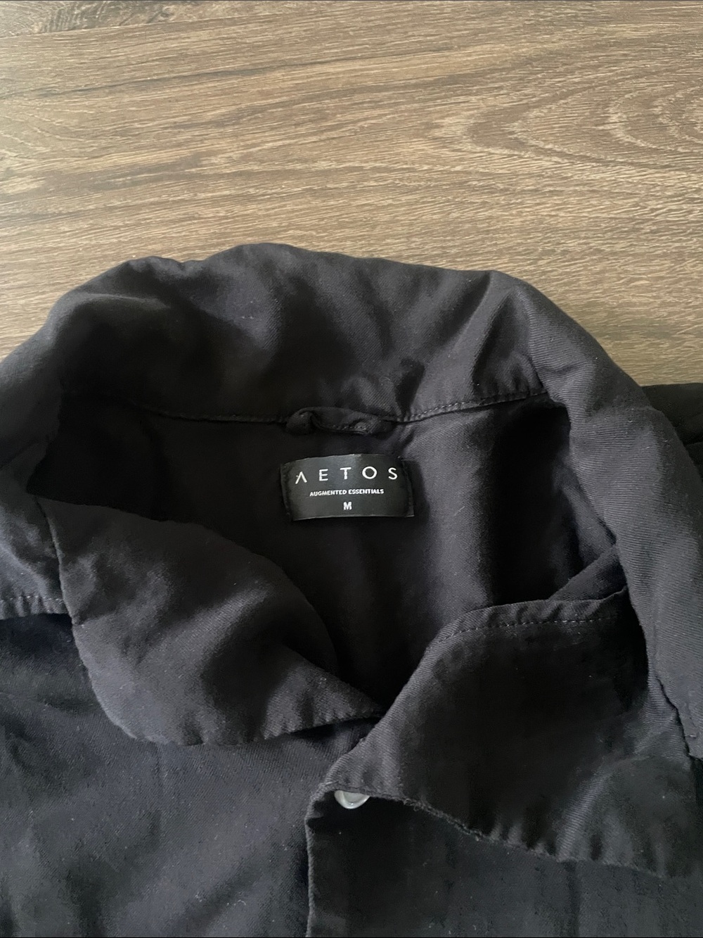 Men's Aetos Short Sleeve Black Button-Up Shirt, Size Medium - Picture 2 of 6